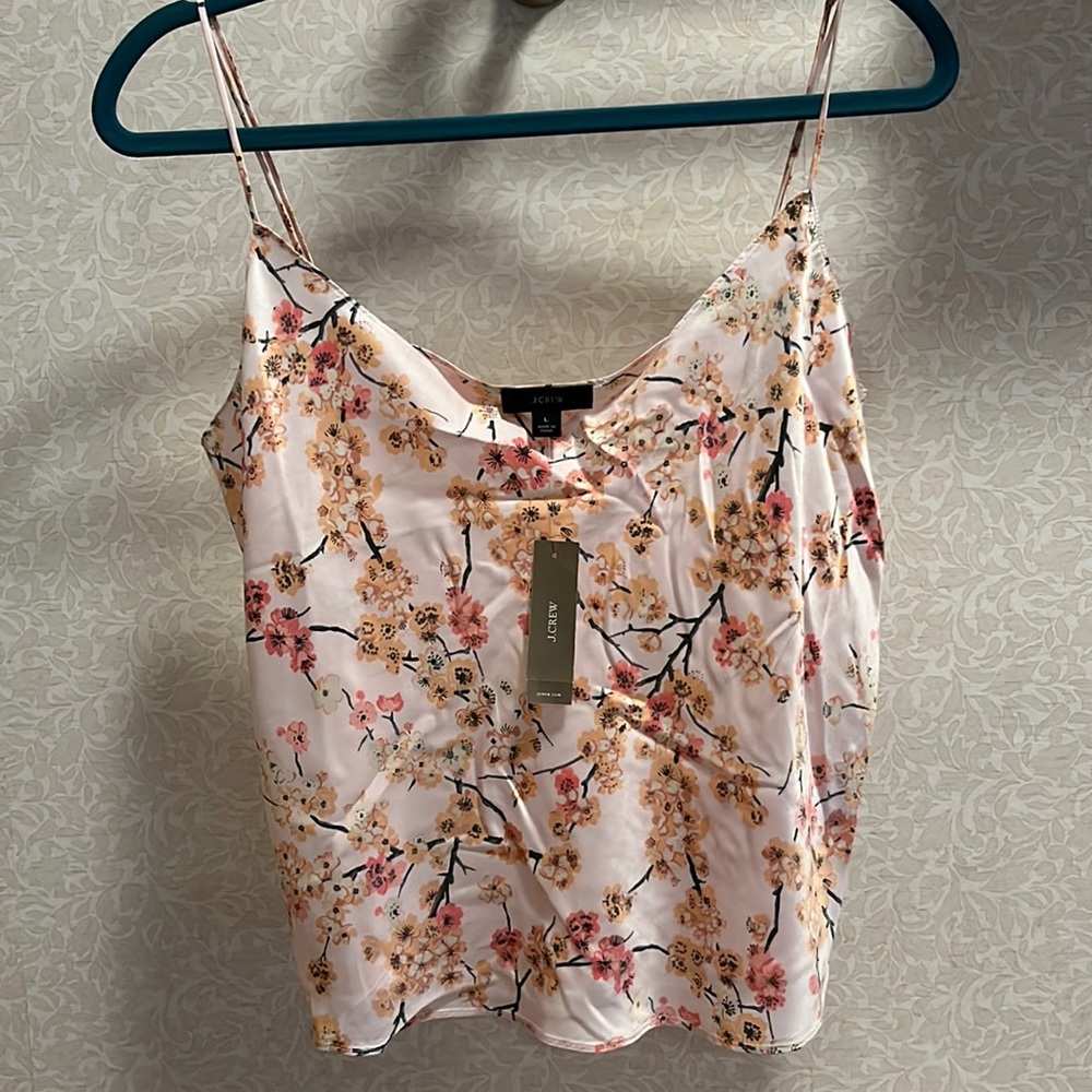 J Crew NWT Silk Cherry Blossom Cami Large
